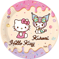 Talerze papierowe "Hello Kitty & Kuromi", 23 cm, 8 szt.