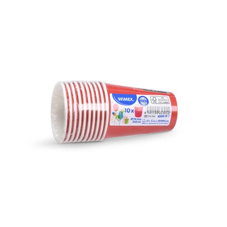 Paper Cup, red, Ø 74 mm, 240 ml, 10 pcs