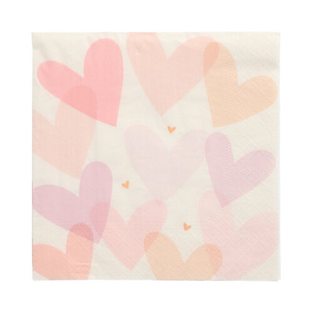 3-Ply Napkins "Pastel Hearts" 1/4 33 x 33 cm 20 pcs