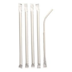 Paper straws white 6/200 mm individually packed 100 pcs.