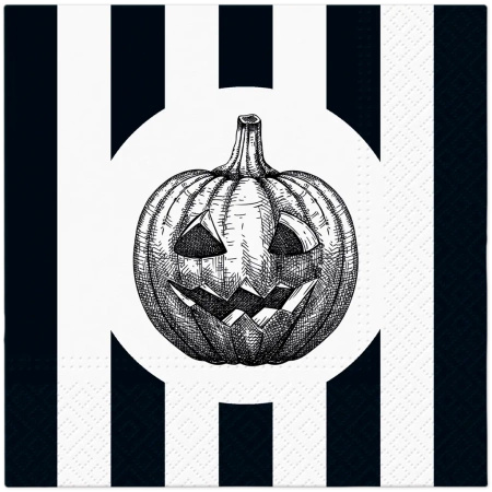 Serwetki 3-warstwowe "Striped Pumpkin / Halloween", 1/4, 33 x 33 cm 20 szt.