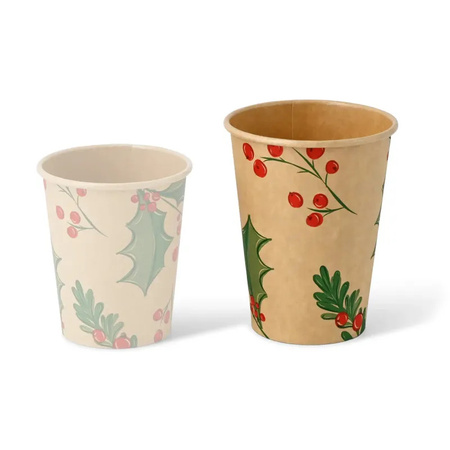 Kubek papierowy kraft, dyspersja, "Christmas" 350 ml, śr. 90 mm 50 szt.