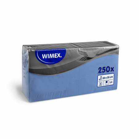2-ply blue napkins 1/4 fold 33 × 33 cm, 250 pcs.