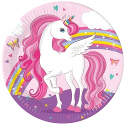 Paper plates "Unicorn", 23 cm, 8 pcs