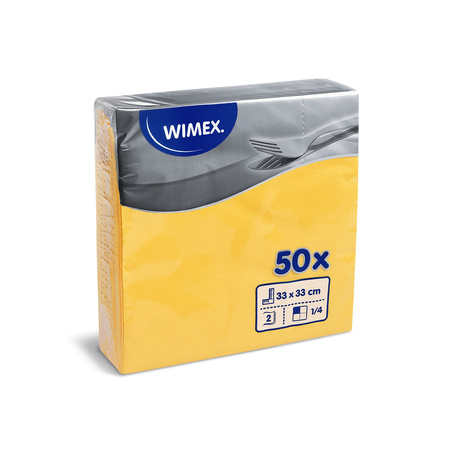 Serwetki 2-warstwowe Żółte 1/4 33 x 33 cm, 50szt