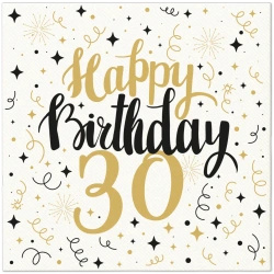 Premium Airlaid "Birthday 30" Napkins 40 cm x 40 cm, 50 pcs