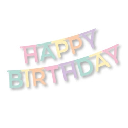 Paper garland "Happy Birthday", length 1,8 m, height 13,8 cm, 1 pcs.