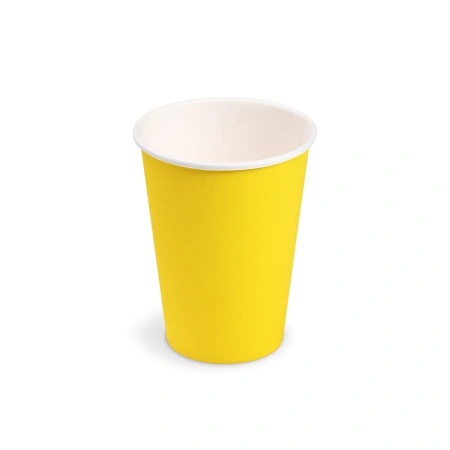 Kubek papierowy, Żółty, śr. 74 mm, 240 ml, 10 szt.