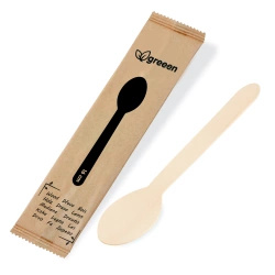 Łyżki drewniane pojedynczo pakowane 16 cm 100 szt.