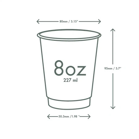 Black Double Wall Paper Cup 250 ml, Ø80 mm 25 pcs