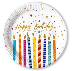 Paper plates "Colorful birthday candles", 23 cm, 8 pcs
