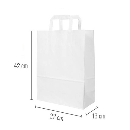 Torba papierowa z uchwytem biała 32 x 16 x 42 cm 200 szt.