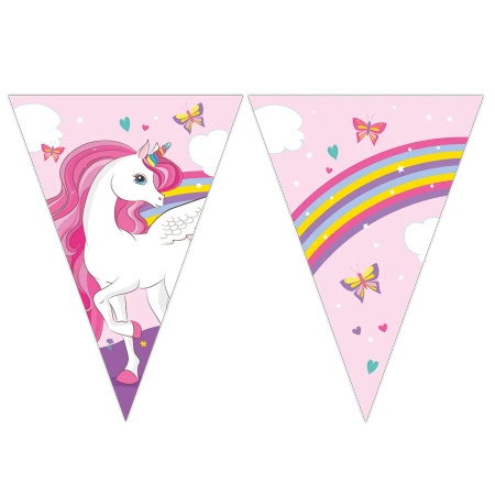 Paper Flag Garland Unicorn 2.3 m 1 pc