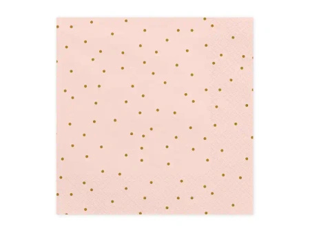 3-Ply Paper Napkins "Pink with Gold Polka Dots", 33 × 33 cm, 20 pcs