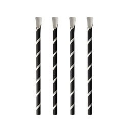 Paper straws with spoon black and white 8/200mm 100 pcs.