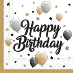 2-ply napkins Milestone Happy Birthday 33x33 cm 20 pcs