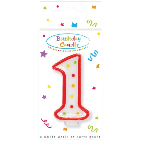 Polka Dots Birthday Candle "1", 1 pc.