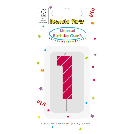 Pink Birthday Candle "1", 1 pc.