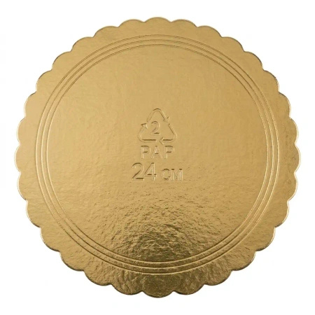 Thick double‑sided gold‑black cake boards 24 cm 1 pc.