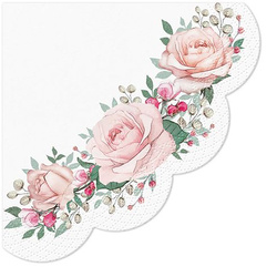 Serwetki okrągłe 3-warstwowe "Roses", 1/4, śr. 32 cm, 12 szt.