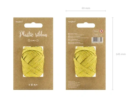 Ribbon / Tape, Gold Glitter, 5 mm × 10m, 1 pc
