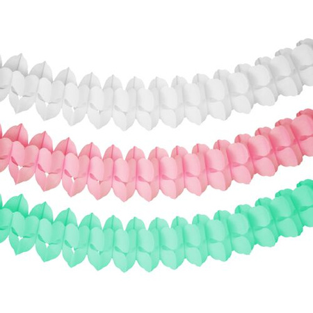 Colorful paper garland "Pastel", diameter 16 cm, length 3,65 m, 1 pcs.