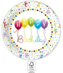 Paper plates "Happy Birthday", 23 cm, 8 pcs