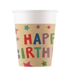Paper cup “Happy Birthday Stars” 200 ml 8 pcs
