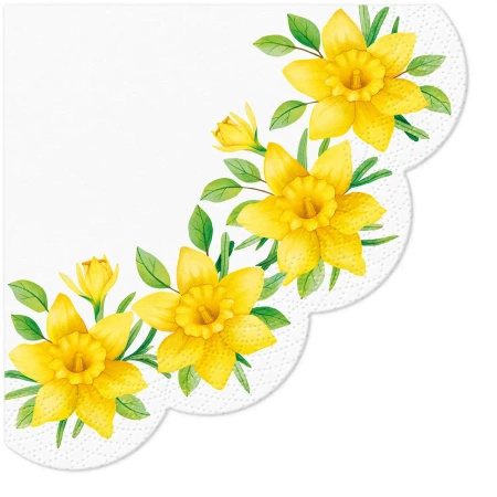 Round 3-layer napkins "Daffodils", 1/4, dia 32 cm, 12 pcs.