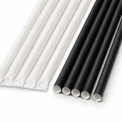 Paper straws black 7/210 mm individually packaged 150 pcs.