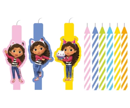 Birthday Candles "Gabby's Dollhouse", 3 and 6 pcs.