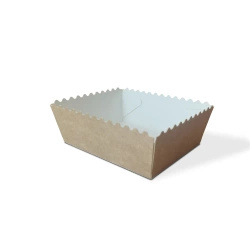 Paper tray deep kraft, frill edge, 11 x 9 x 5 cm, 50 pcs.