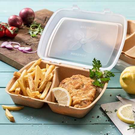 Menuboxes reusable bipartite brown 24.5 x 20 x 4.5 cm 60 pcs.