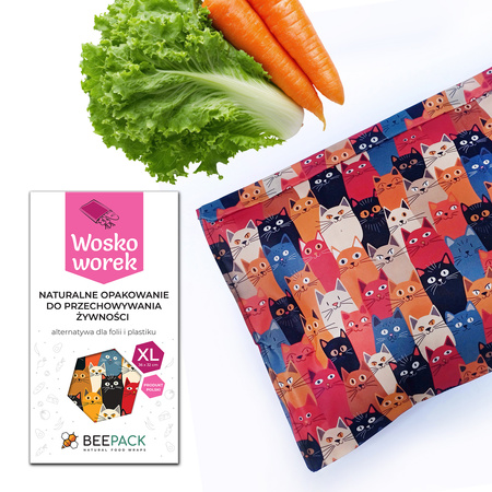 Beeswax food bags “Cats” XL 36 × 32 cm, 1 pc.