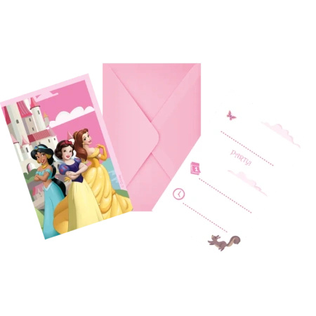 Invitations with envelopes Disney Princesses, 6 pcs.