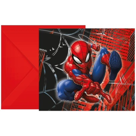 Zaproszenia z kopertą "Spider-Man", 6 szt.