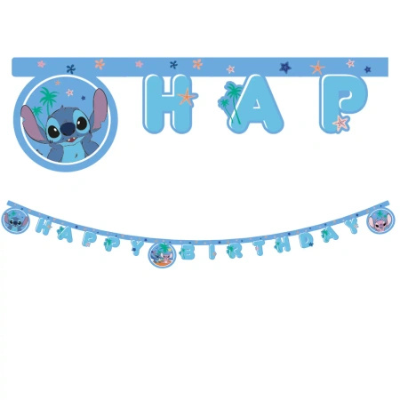 Baner urodzinowy papierowy "Stitch & Angel" 2 m, 1 szt.