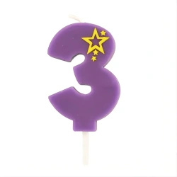 Purple Birthday Candle Number "3", 1 pc.