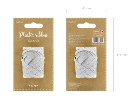 Ribbon / Tape, Silver Glitter, 5 mm × 10m, 1 pc