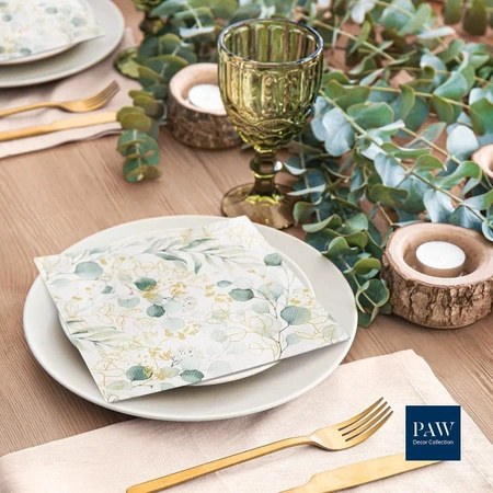Premium Airlaid napkins, "Golden Eucalyptus", 1/4, 40 x 40 cm 12 pcs.