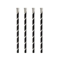 Paper straws with spoon black and white 8/200mm 100 pcs.