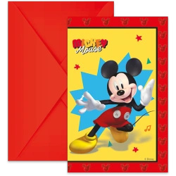 Invitations with envelopes Mickey Mouse, 6 pcs.