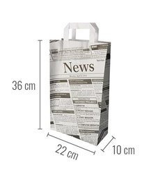 Paper bag "Newsprint" with handle 22 x 10 x 36 cm 50 pcs.