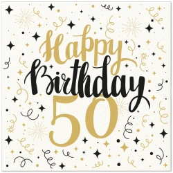 Premium Airlaid "Birthday 50" Napkins 40 cm x 40 cm, 50 pcs