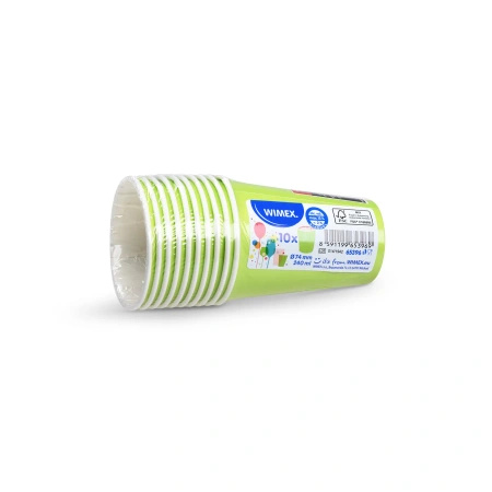 Kubek papierowy, Zielony / Limonkowy, śr. 74 mm, 240 ml, 10 szt.