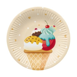 Talerz papierowy okrągły "Ice Cream" śr. 18 cm 8 szt.