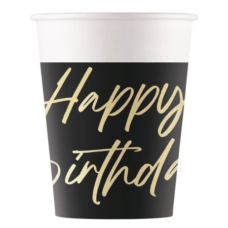 Kubek papierowy "Elegant Birthday" 200 ml 8 szt.