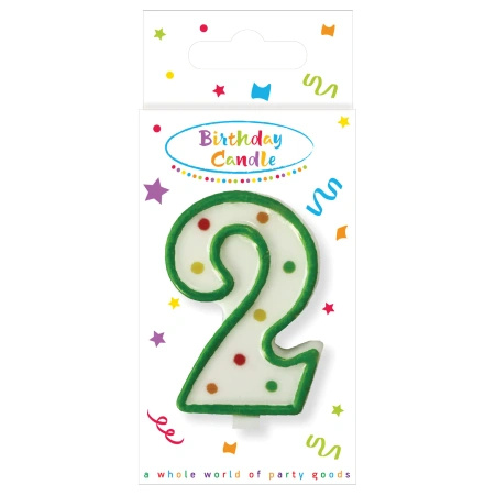 Polka Dots Birthday Candle "2", 1 pc.