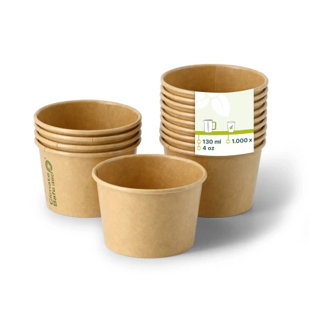 Kubeczek papierowy na lody kraft 130 ml, śr. 76 mm, 50 szt.