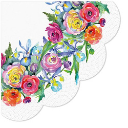 Serwetki okrągłe 3-warstwowe "Rose", 1/4, śr. 32 cm, 12 szt.